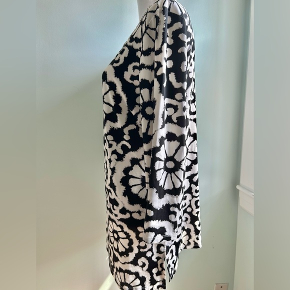 INC International Concepts Black and White Tunic with Beaded Trim - Picture 8 of 12